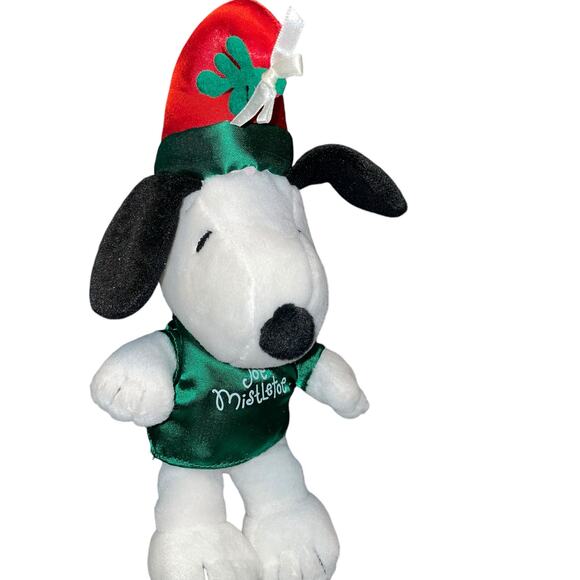 10" Snoopy Plush Peanuts Joe Mistletoe Santa Stuffed Animal Christmas Nursery - Picture 7 of 10